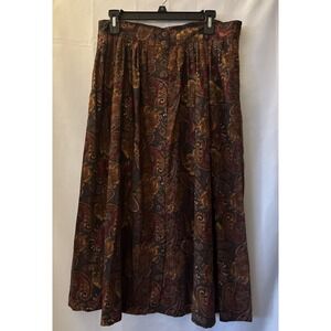 Bobbie Brooks midi skirt dark‎ print paisley size 14